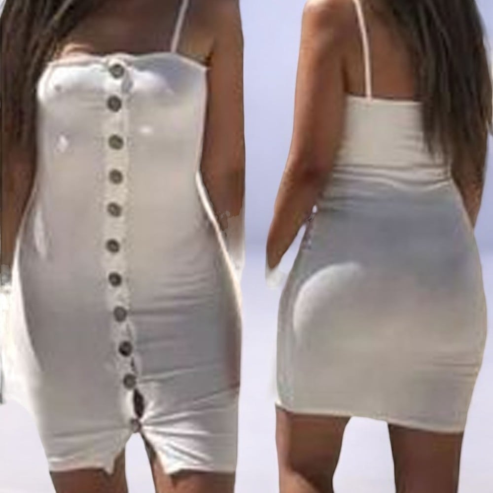 VESTIDO MUJER PERLA RIP GRUESO CASUAL BOTONES SEXYS - 1