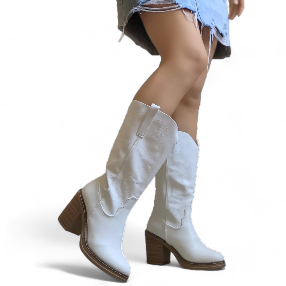 BOTINES MUJER QUERO SHOES BLANCO VAUQERA ALTA TACO 7 2086L-78 - 1