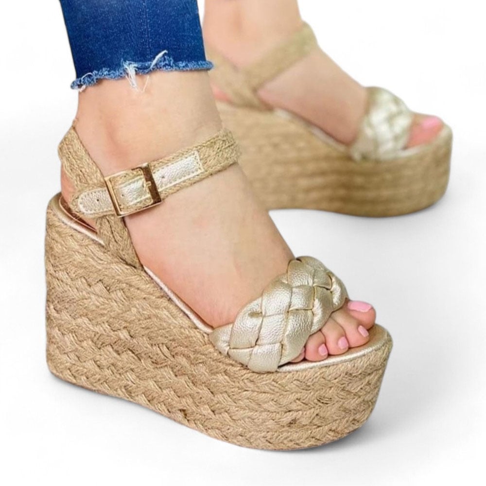 TACOS MUJER DORADO PLATAFORMA YUTE CHIC 2086L-55 - 1