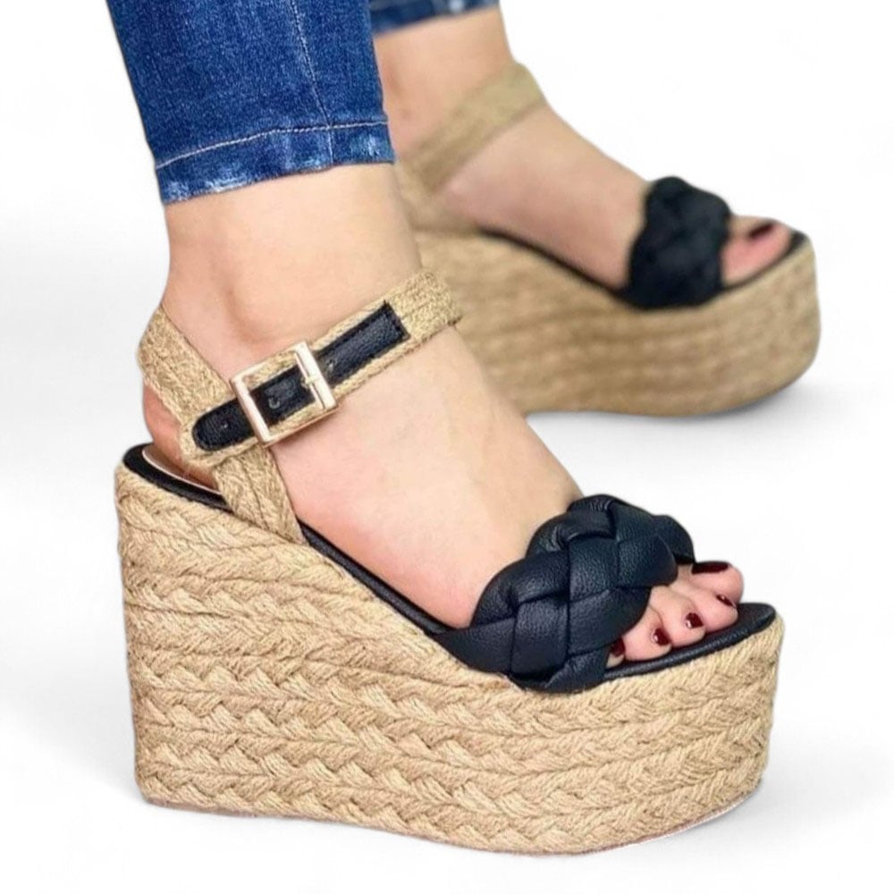 TACOS MUJER NEGRO PLATAFORMA YUTE CHIC 2086L-55 - 1