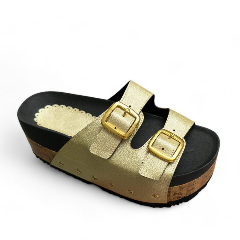 SANDALIAS MUJER DORADO ROUGH DOBLE HEBILLA 2086L-52 - 2