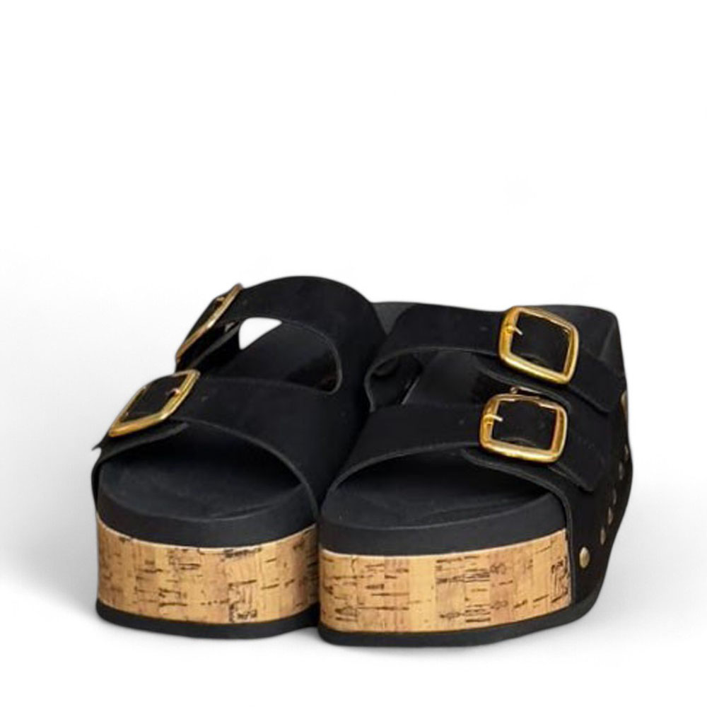 SANDALIAS MUJER NEGRO ROUGH DOBLE HEBILLA 2086L-52 - 1
