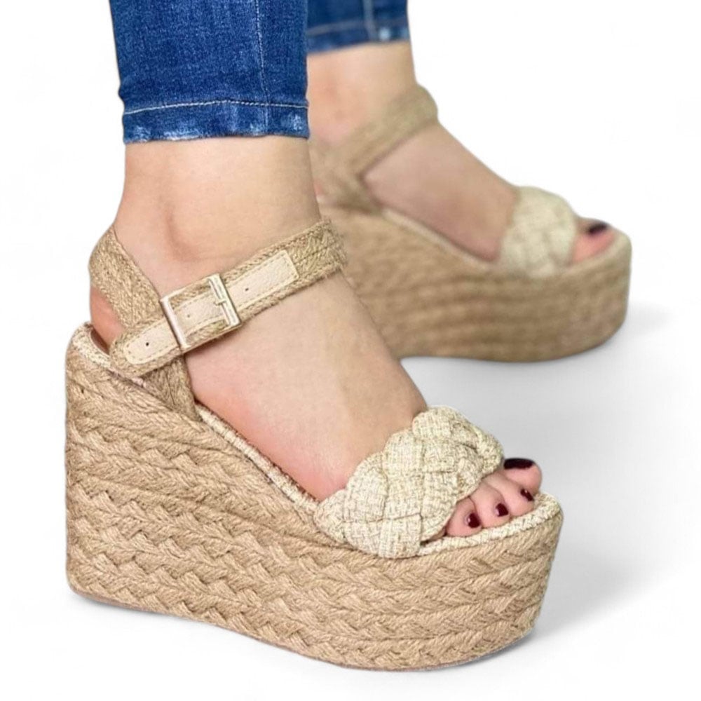 TACOS MUJER BEIGE PLATAFORMA YUTE CHIC 2086L-55 - 1