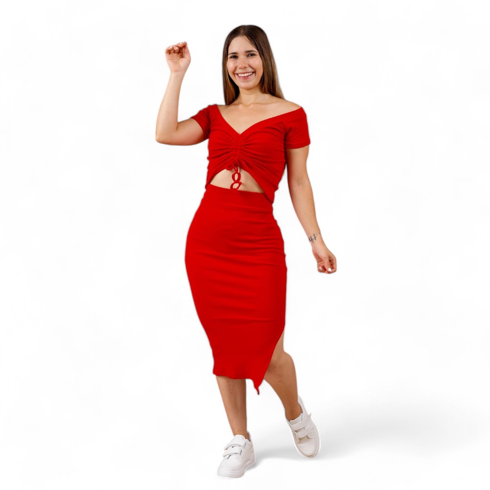 CONJUNTO MANGA CORTA MUJER ROJO LAURA SAB-20 - 1