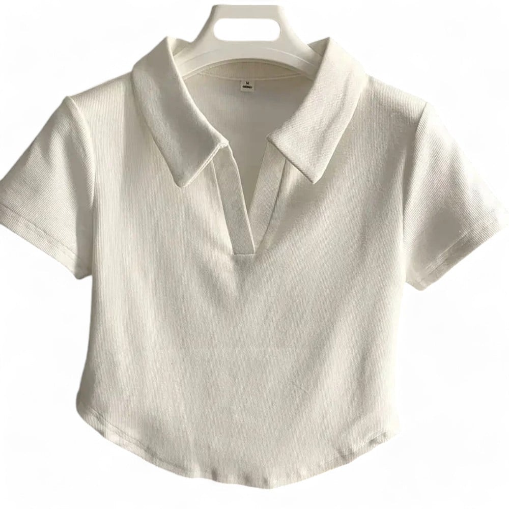 POLO CAMISERO MANGA CORTA MUJER BLANCO SAB-14 - 2