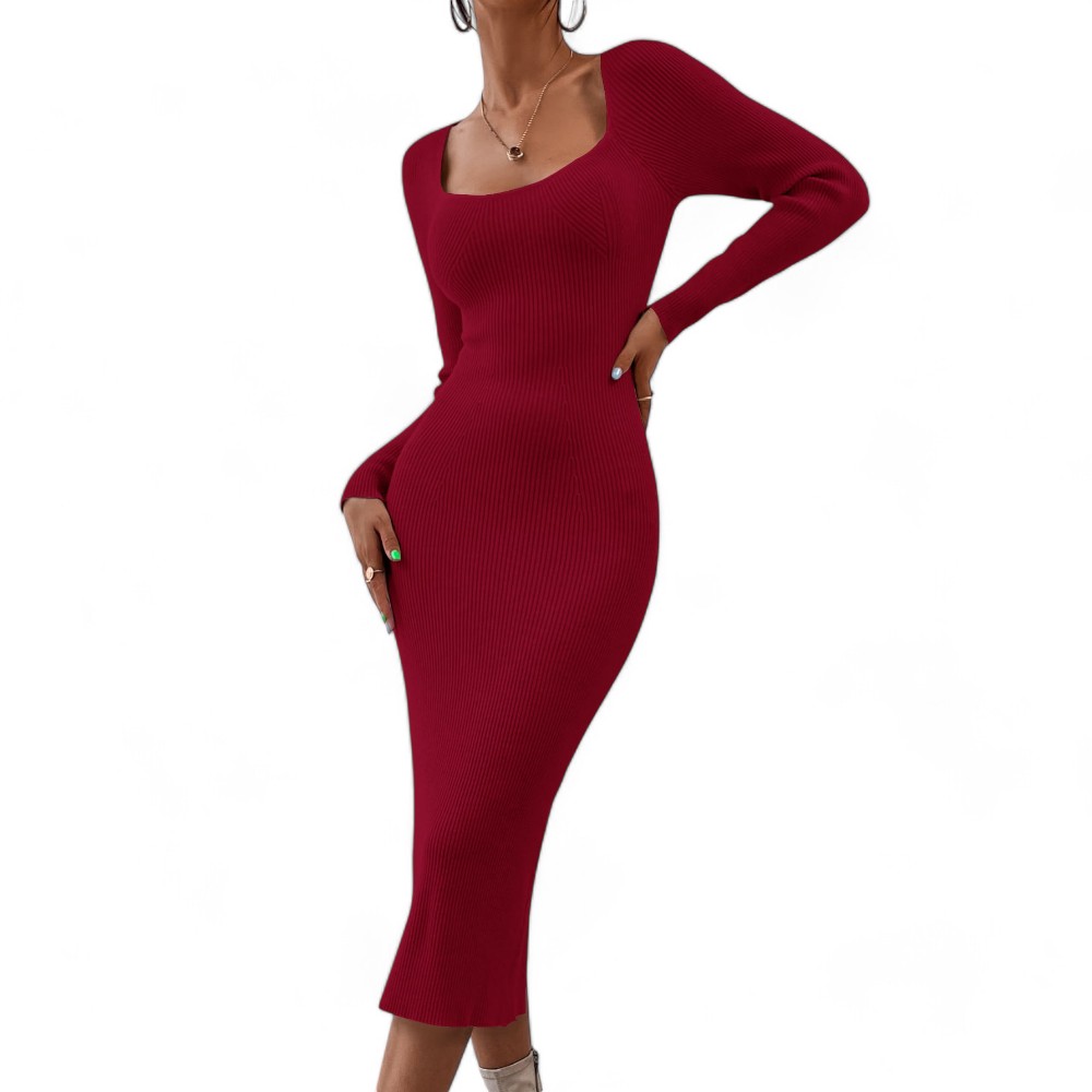 VESTIDO MANGA LARGA MUJER GUINDA LUNA ML SAB-20 - 1