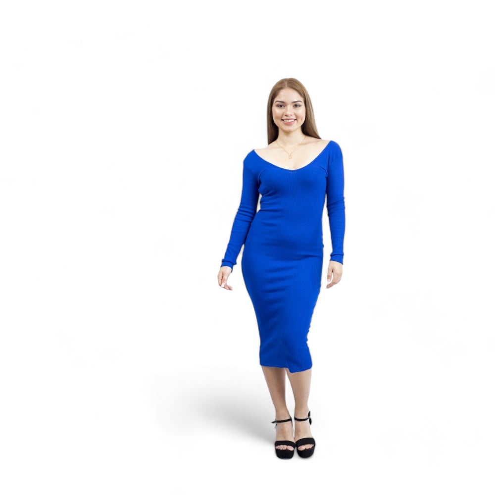 VESTIDO MANGA LARGA MUJER AZUL LILI SAB-20 - 1