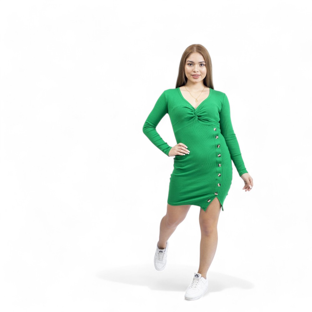 VESTIDO MANGA LARGA MUJER VERDE FLOR SAB-23 - 2