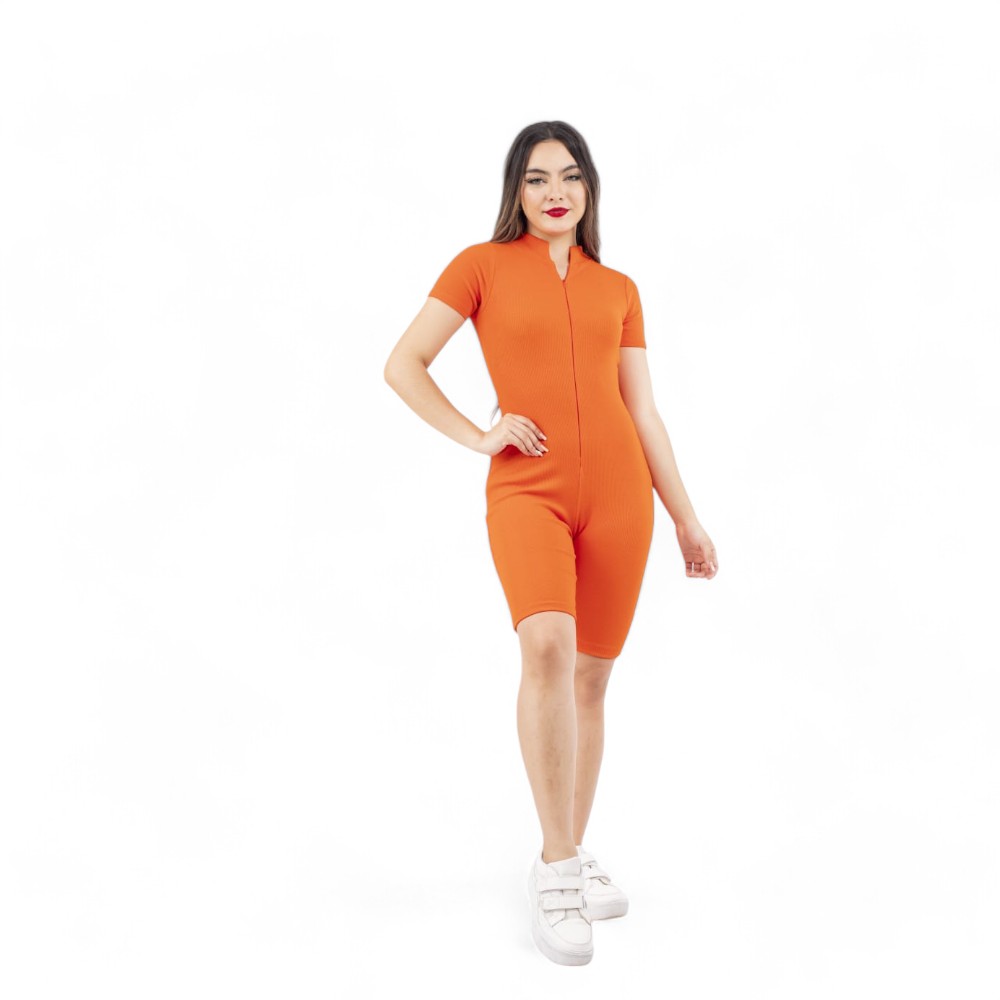 ENTERIZO SHORT MANGA LARGA MUJER NARANJA KARLA SAB-23 - 2