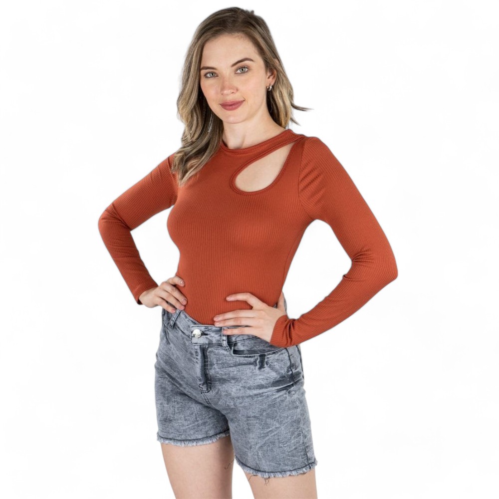 POLO LIZET MANGA LARGA SAB-13 COLOR CAMEL - 1