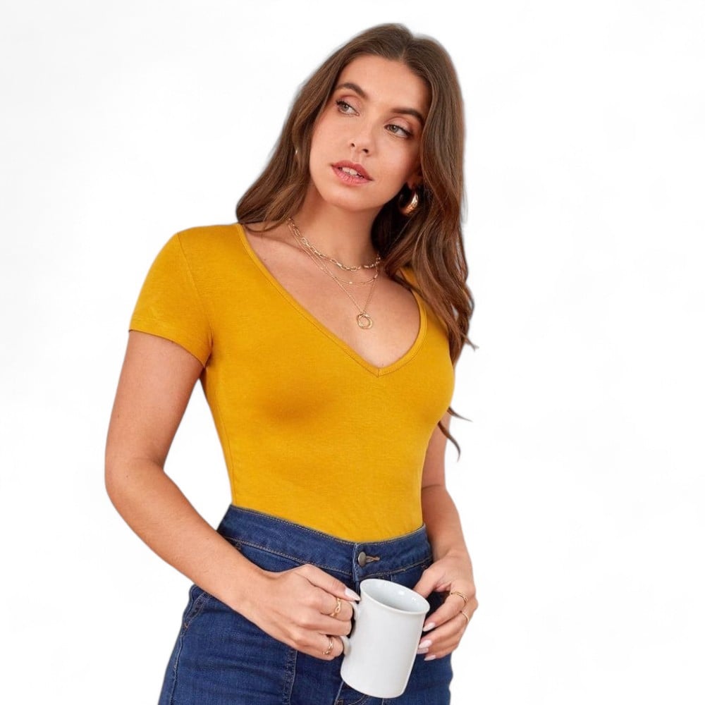 POLO CUELLO V SAB-11 COLOR AMARILLO - 1