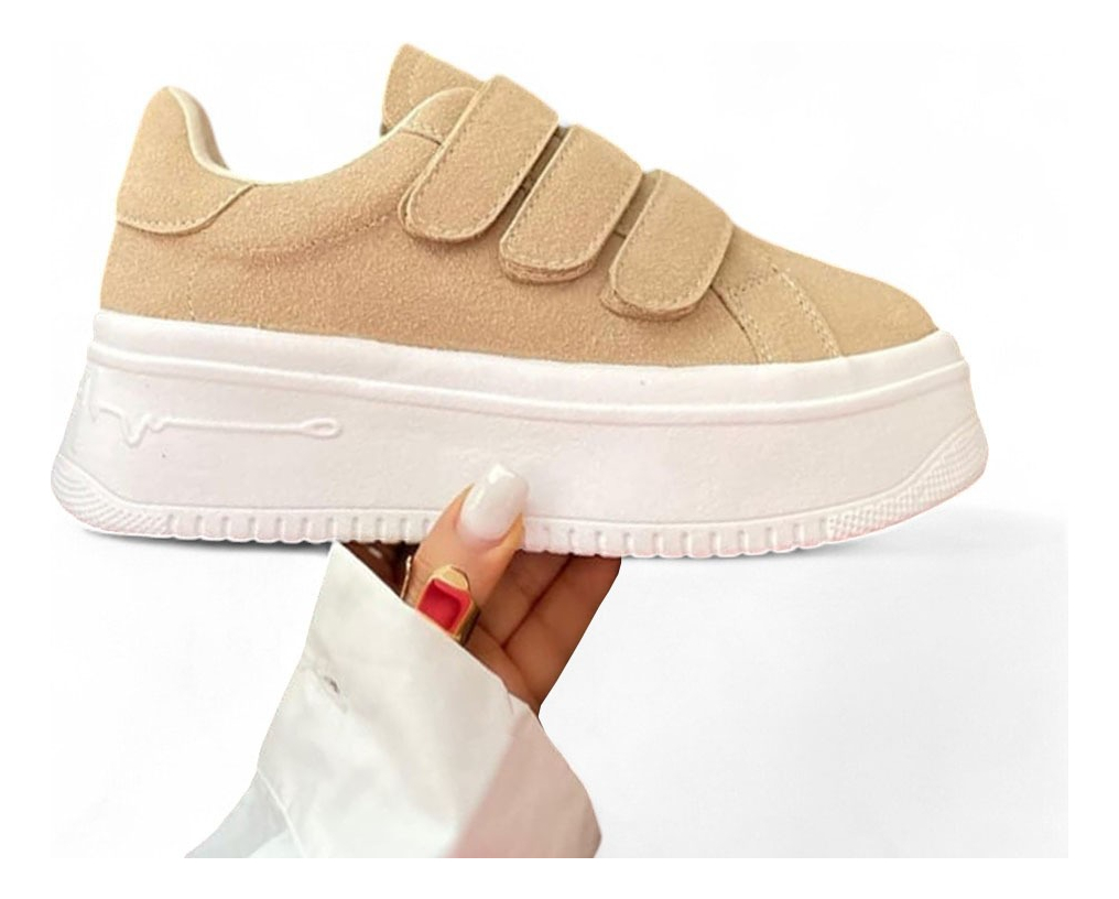 ZAPATILLAS MUJER BEIGE CASUAL TRES PEGAPEGAS 2086L-52 - 1