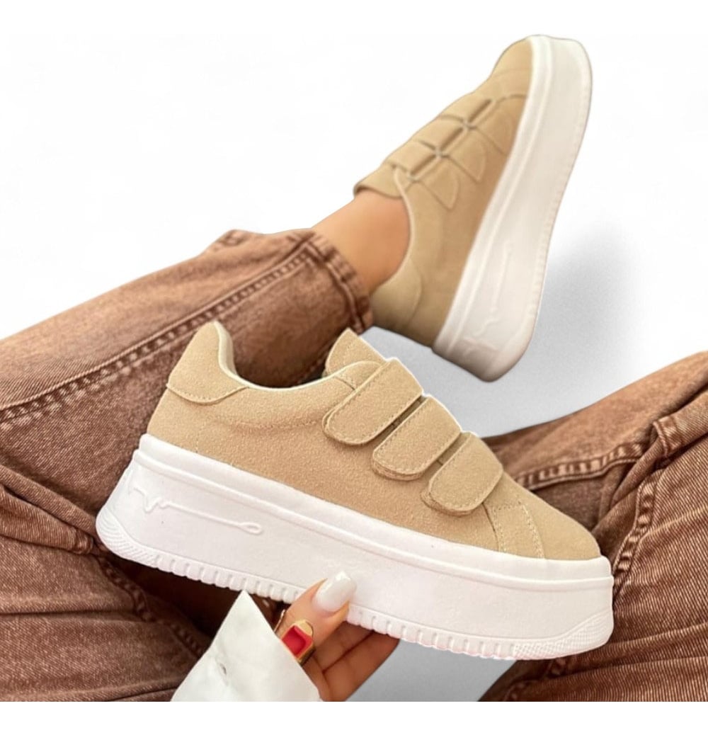ZAPATILLAS MUJER BEIGE CASUAL TRES PEGAPEGAS 2086L-52 - 2