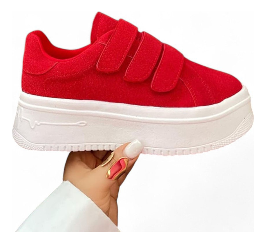 ZAPATILLAS MUJER ROJO CASUAL TRES PEGAPEGAS 2086L-52 - 1