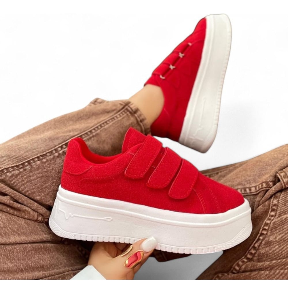 ZAPATILLAS MUJER ROJO CASUAL TRES PEGAPEGAS 2086L-52 - 2