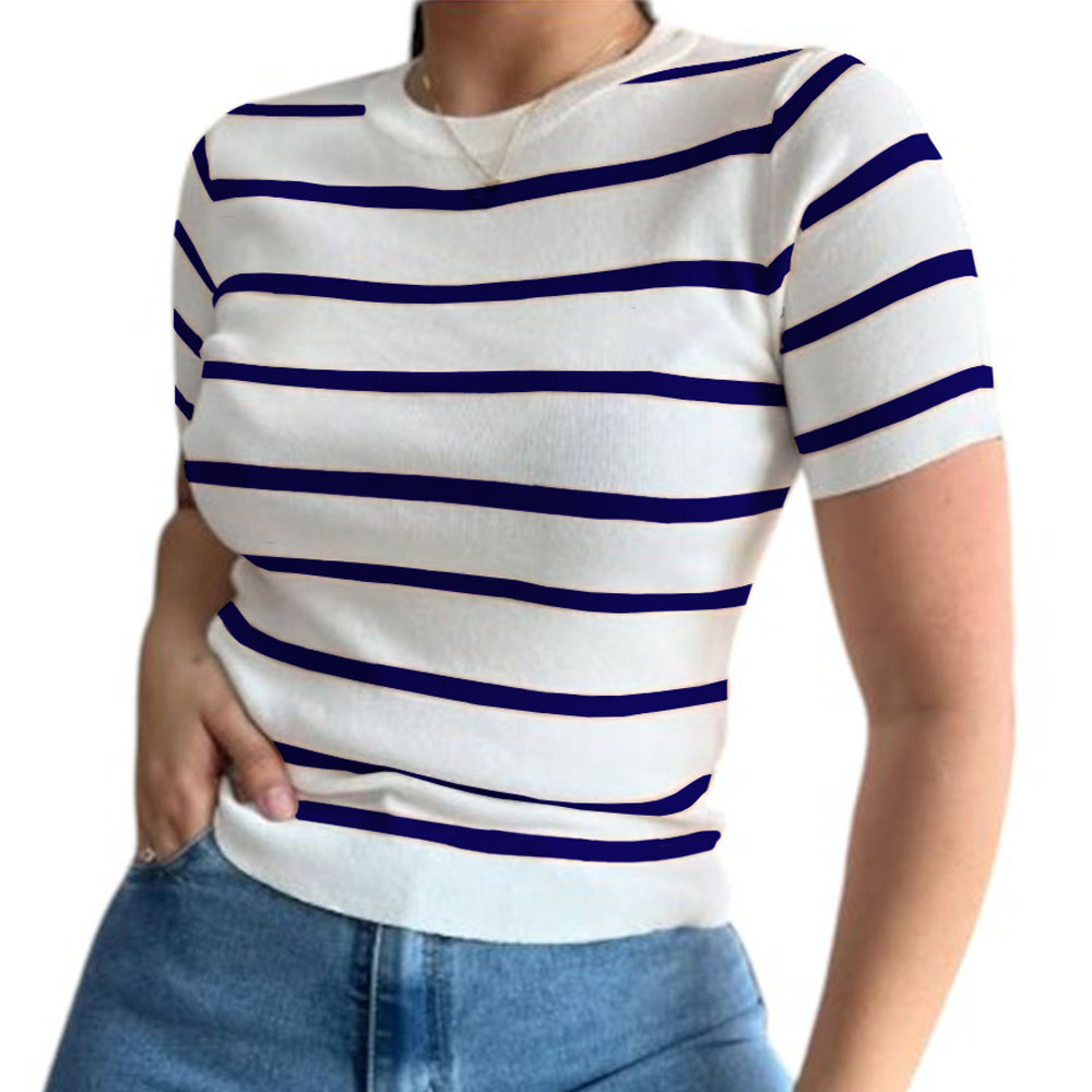 POLO MANGA 3/5 HILO MUJER RAYAS NEGRO 359G-18 - 2