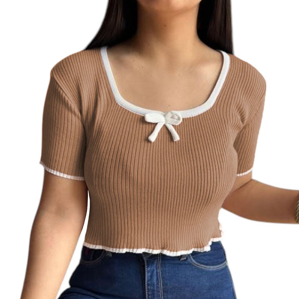 BLUSA MANGA 3/5 HILO MUJER MARRÓN LAZO 359G-15 - 1