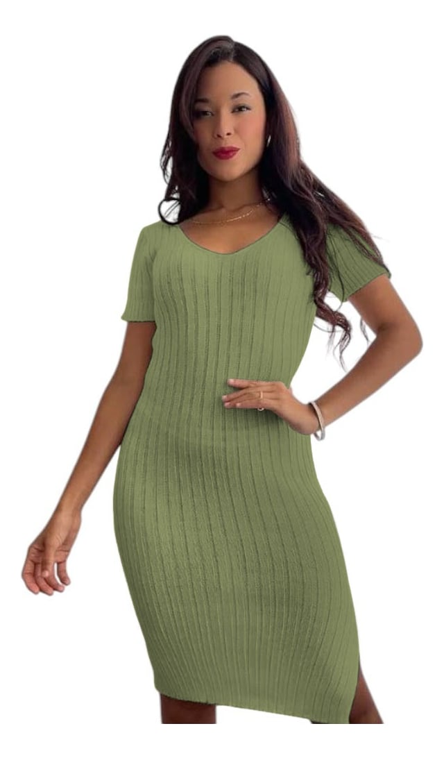 VESTIDO CHIC MUJER TEJIDO JILO ALPINO G359-22 COLOR VERDE OSCURO - 1