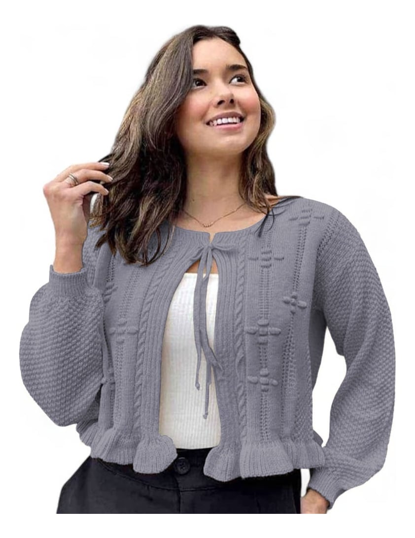 CHOMPA MUJER HILO AIERTO G359-22 COLOR GRIS - 1