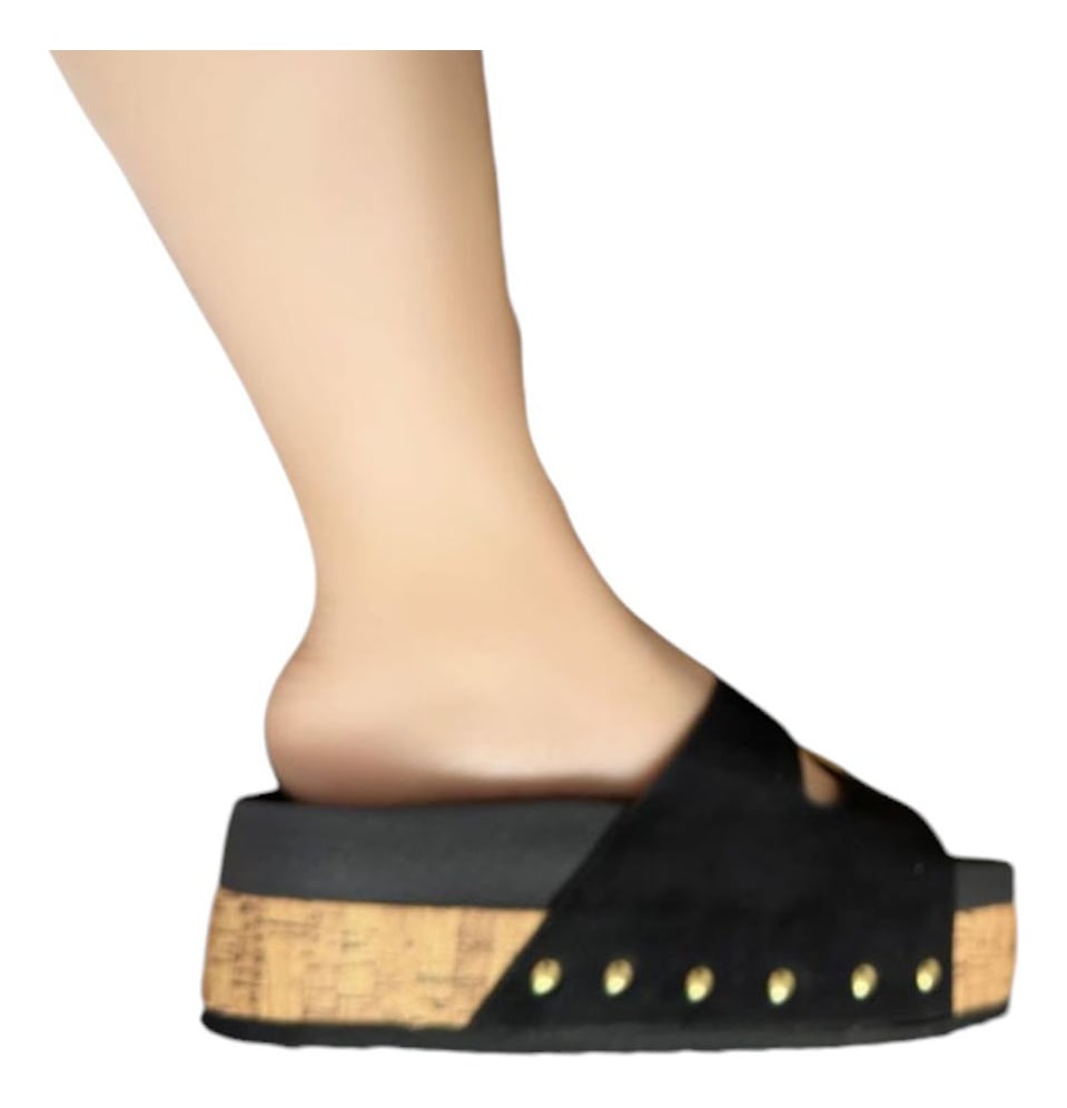 SANDALIA MUJER PLATAFORMA 7 CM 2086L-52 COLOR NEGRO - 1
