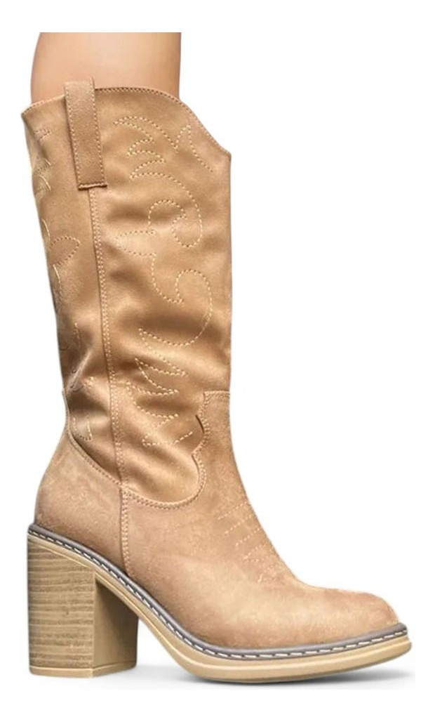 BOTIN MUJER TEXANA ALTA TACO 7 2086L-80 COLOR PAPA - 2