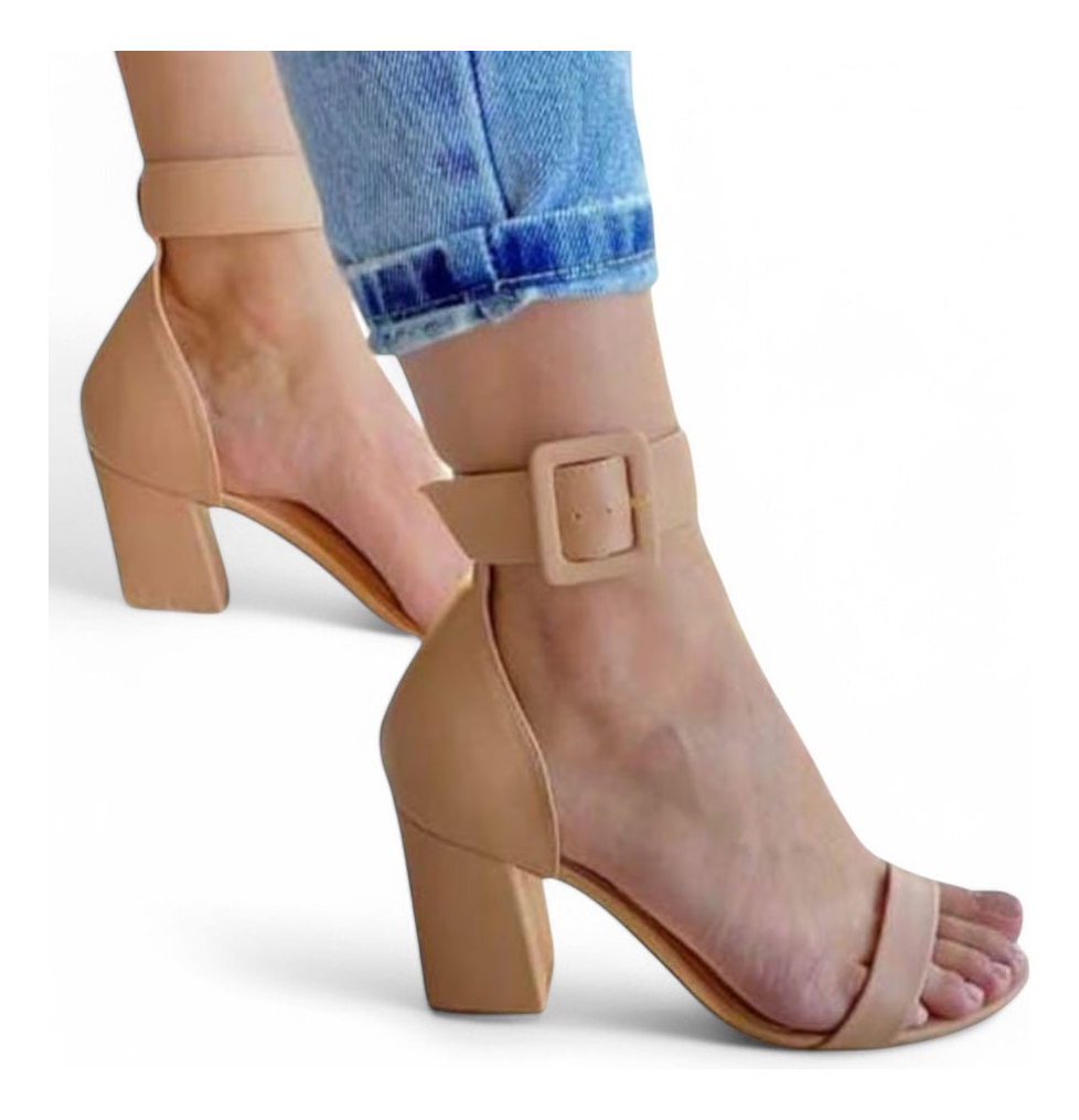 SANDALIA MUJER CLASICO TACO 7 2086L-55 COLOR BEIGE - 2