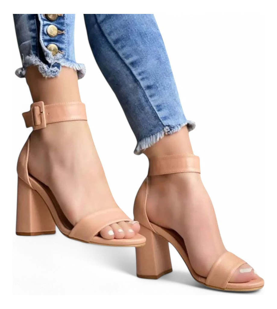 SANDALIA MUJER CLASICO TACO 7 2086L-55 COLOR BEIGE - 3