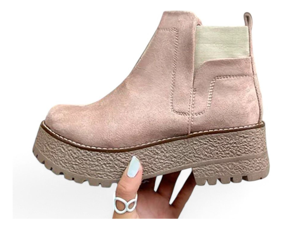 BOTIN MUJER GAMUZA CIERRE 2086L-60 COLOR BEIGE - 2