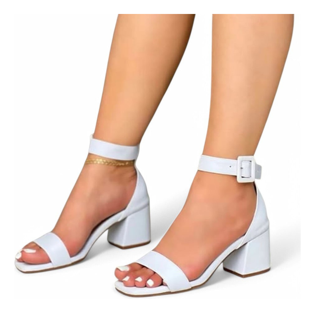 SANDALIA MUJER CLASICO TACO 7 2086L-55 COLOR BLANCO - 1