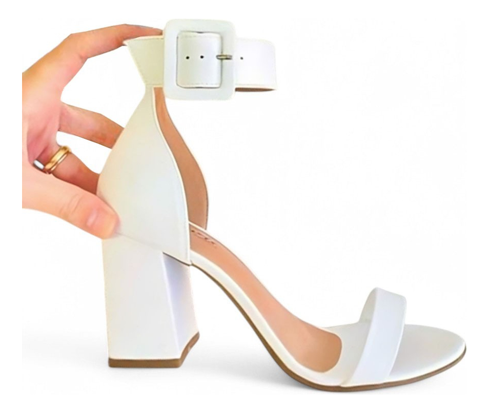 SANDALIA MUJER CLASICO TACO 7 2086L-55 COLOR BLANCO - 2