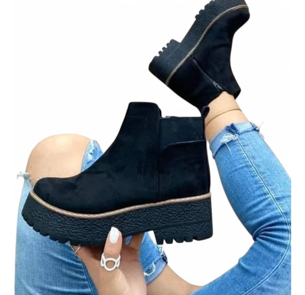 BOTIN MUJER GAMUZA CIERRE 2086L-60 COLOR NEGRO - 1