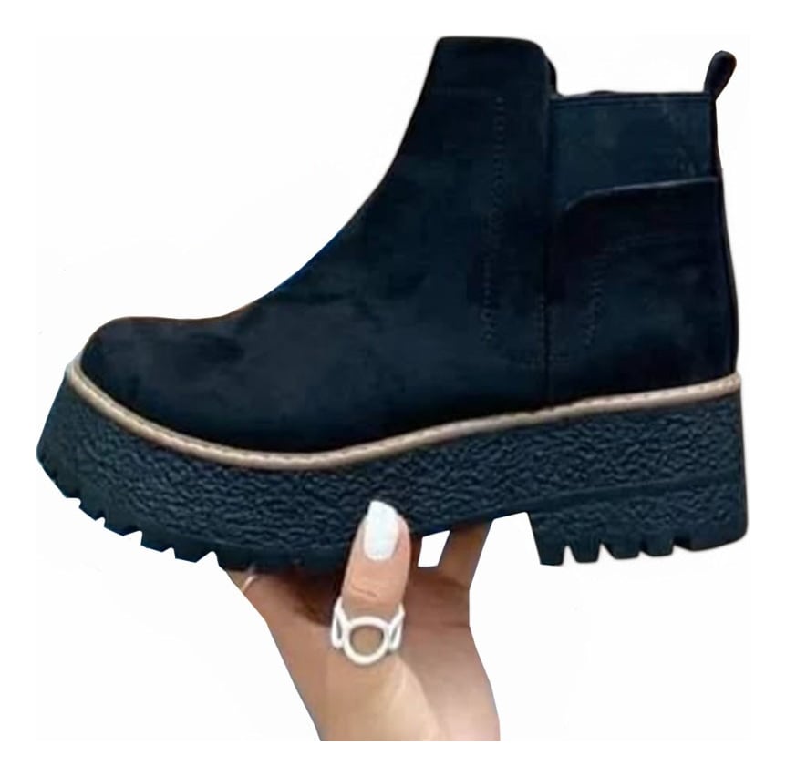 BOTIN MUJER GAMUZA CIERRE 2086L-60 COLOR NEGRO - 2