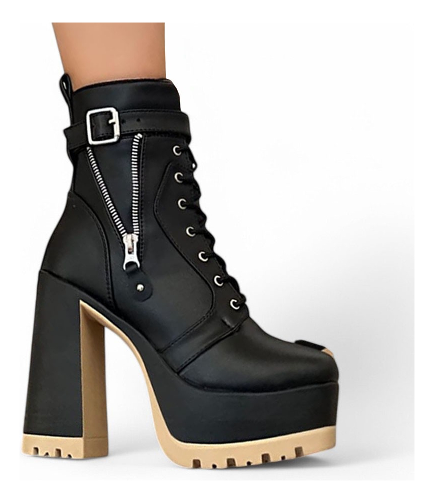 BOTIN MUJER TACO 12 PLATAFORMA 5 2086L-78 COLOR NEGRO - 2