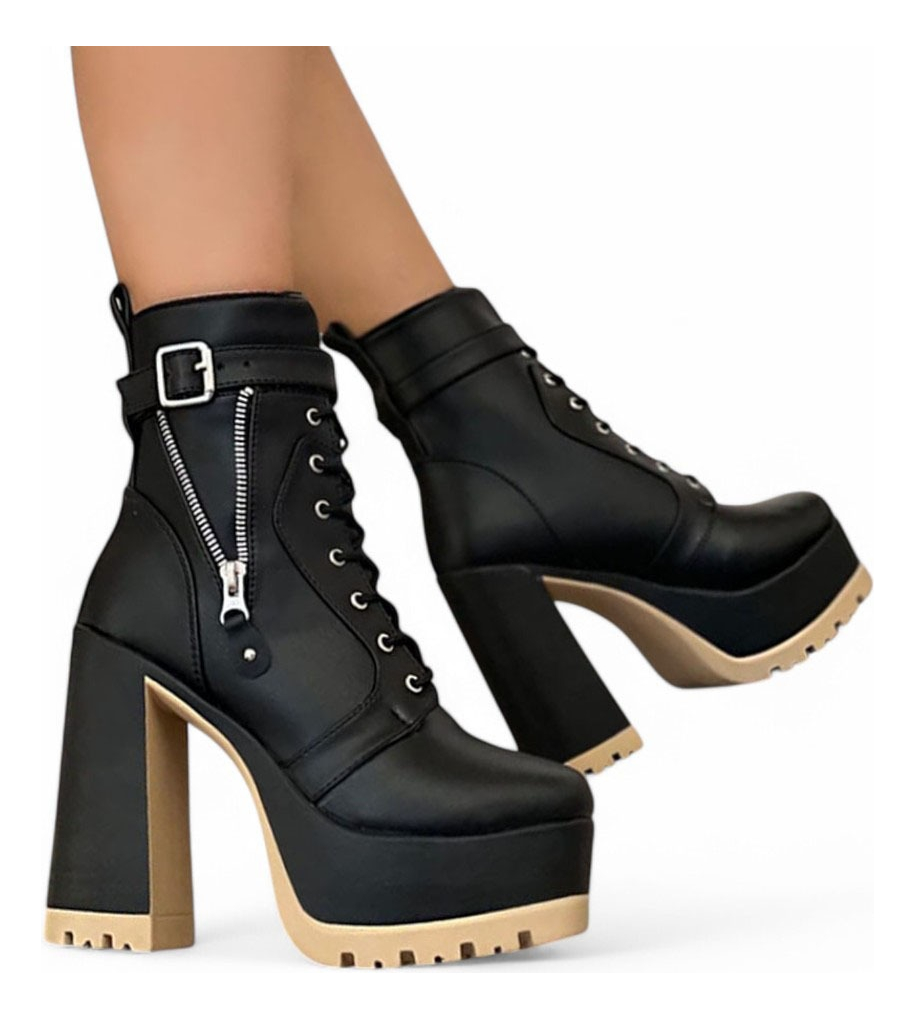 BOTIN MUJER TACO 12 PLATAFORMA 5 2086L-78 COLOR NEGRO - 3