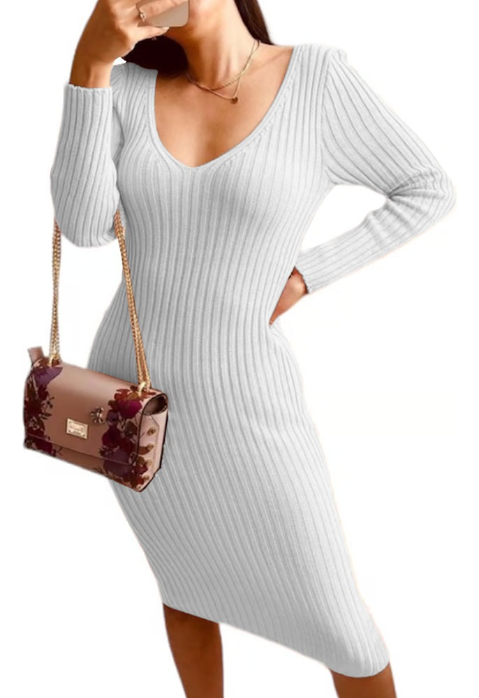 VESTIDO HILO AMAERICANO MANGA LARGA 359G-17 COLOR BLANCO - 1