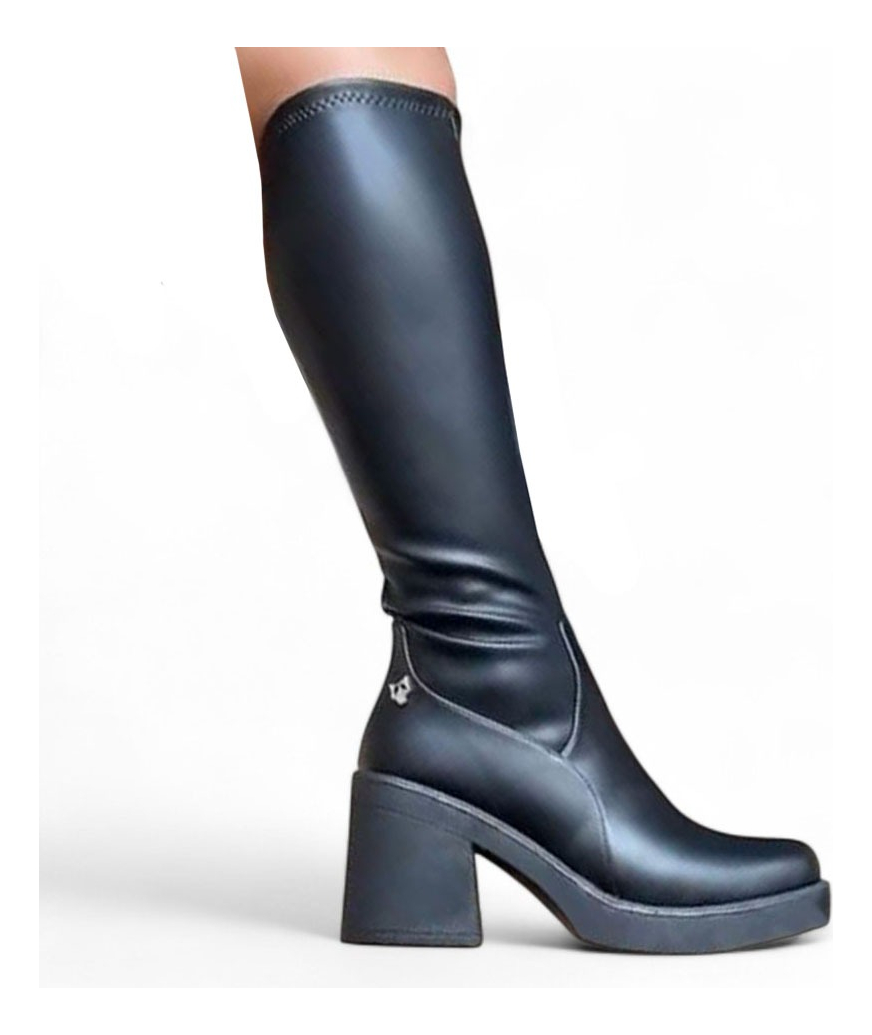 BOTIN MUJER LATEX TACO 7 2086L-75 COLOR NEGRO - 1