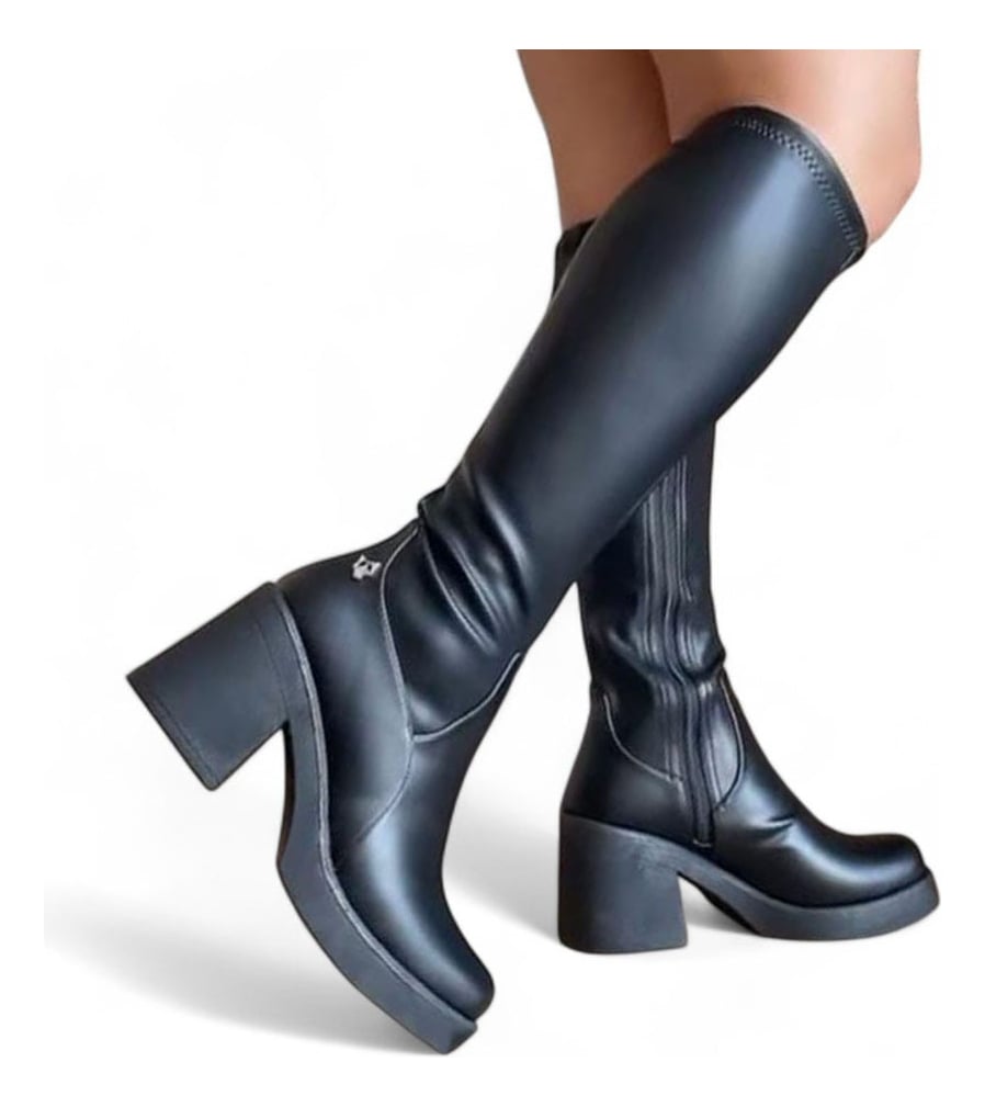 BOTIN MUJER LATEX TACO 7 2086L-75 COLOR NEGRO - 2