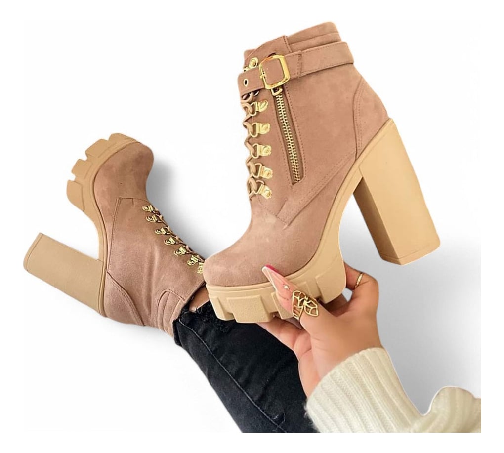BOTA MUJER TACO 12 GAMUZA 2086L-70 COLOR BEIGE - 1
