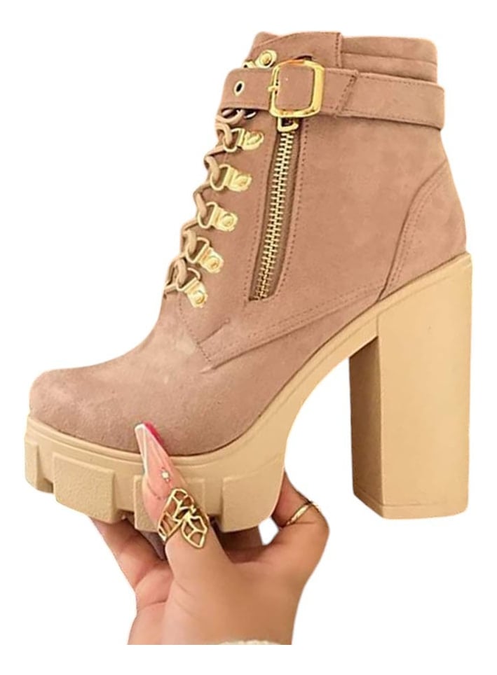 BOTA MUJER TACO 12 GAMUZA 2086L-70 COLOR BEIGE - 2