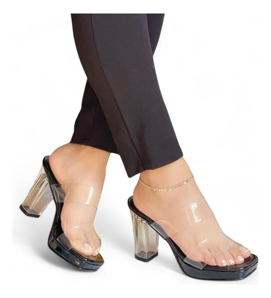SANDALIA MUJER TACO 9 ACRILICO 2086L-65 COLOR NEGRO - 1