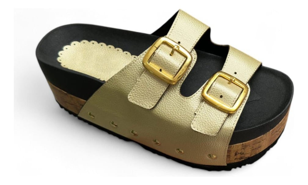 SANDALIA MUJER PLATAFORMA 7 BROCHES 2086L-52 COLOR DORADO - 2