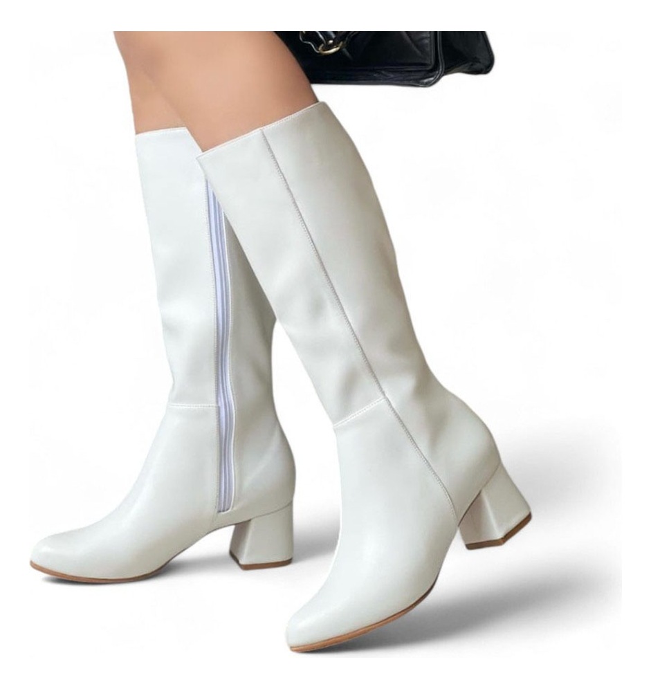 BOTA MUJER LARGA TACO 5 2086L-75 COLOR BLANCO - 1