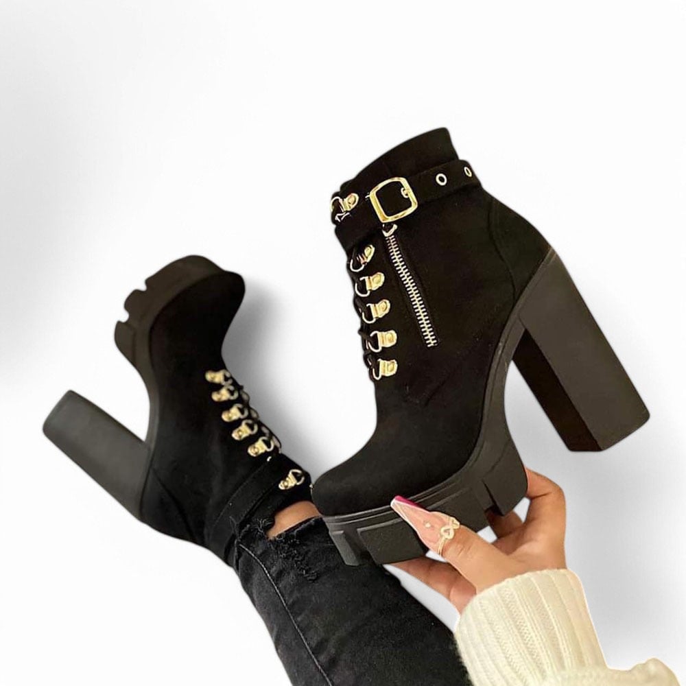 BOTA MUJER TACO 12 GAMUZA 2086L-70 COLOR NEGRO - 1
