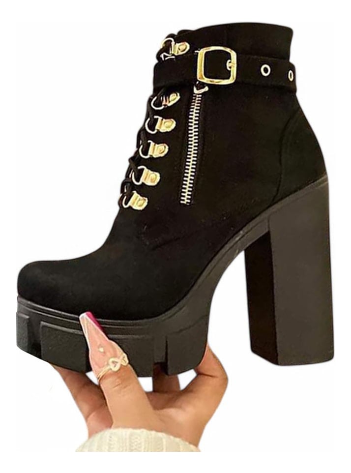 BOTA MUJER TACO 12 GAMUZA 2086L-70 COLOR NEGRO - 2