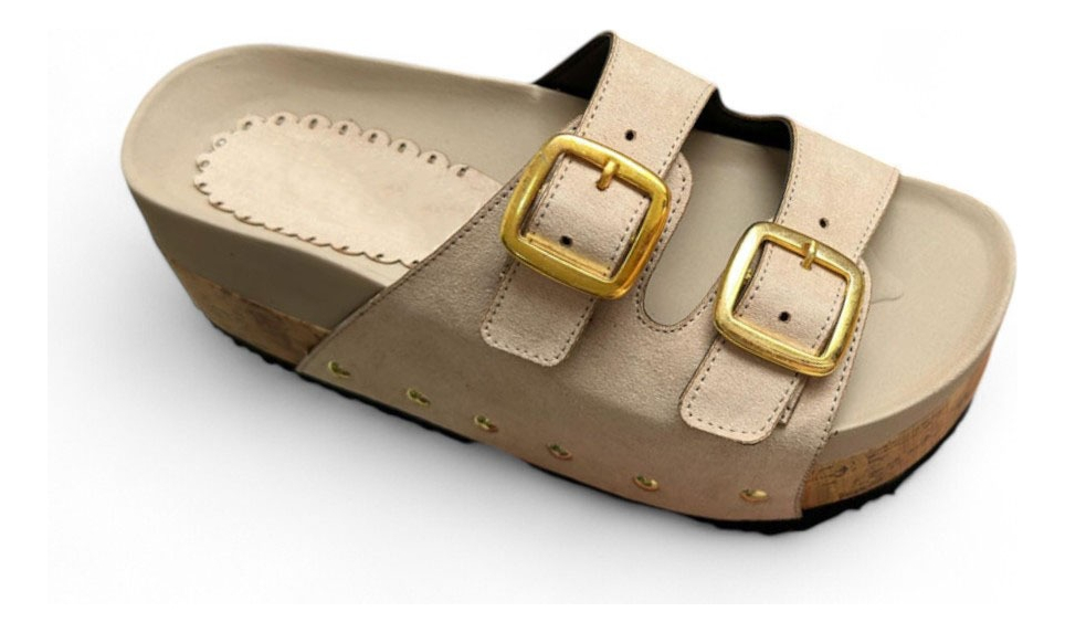 SANDALIA MUJER PLATAFORMA 7 BROCHES 2086L-52 COLOR BEIGE - 3