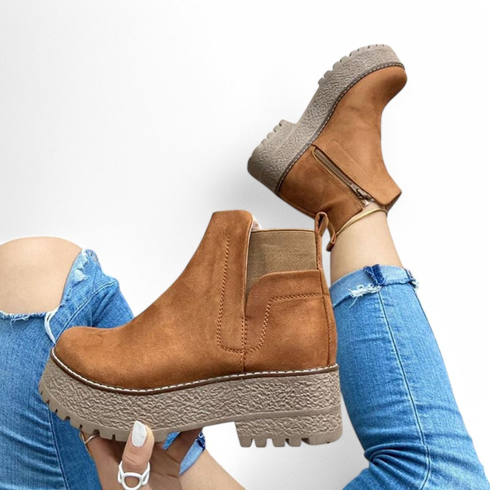 BOTIN MUJER PLATAFORMA 5 GAMUZA 2086L-60 COLOR CAMEL - 1