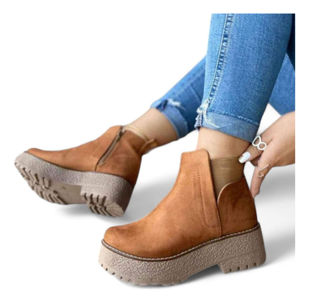 BOTIN MUJER PLATAFORMA 5 GAMUZA 2086L-60 COLOR CAMEL - 2