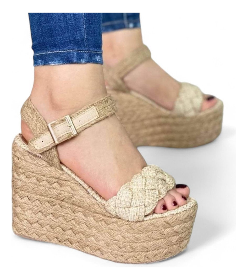 SANDALIA MUJER SELVA TACO 12 PLATAFORMA 5 2086L-55 COLOR BEIGE - 1