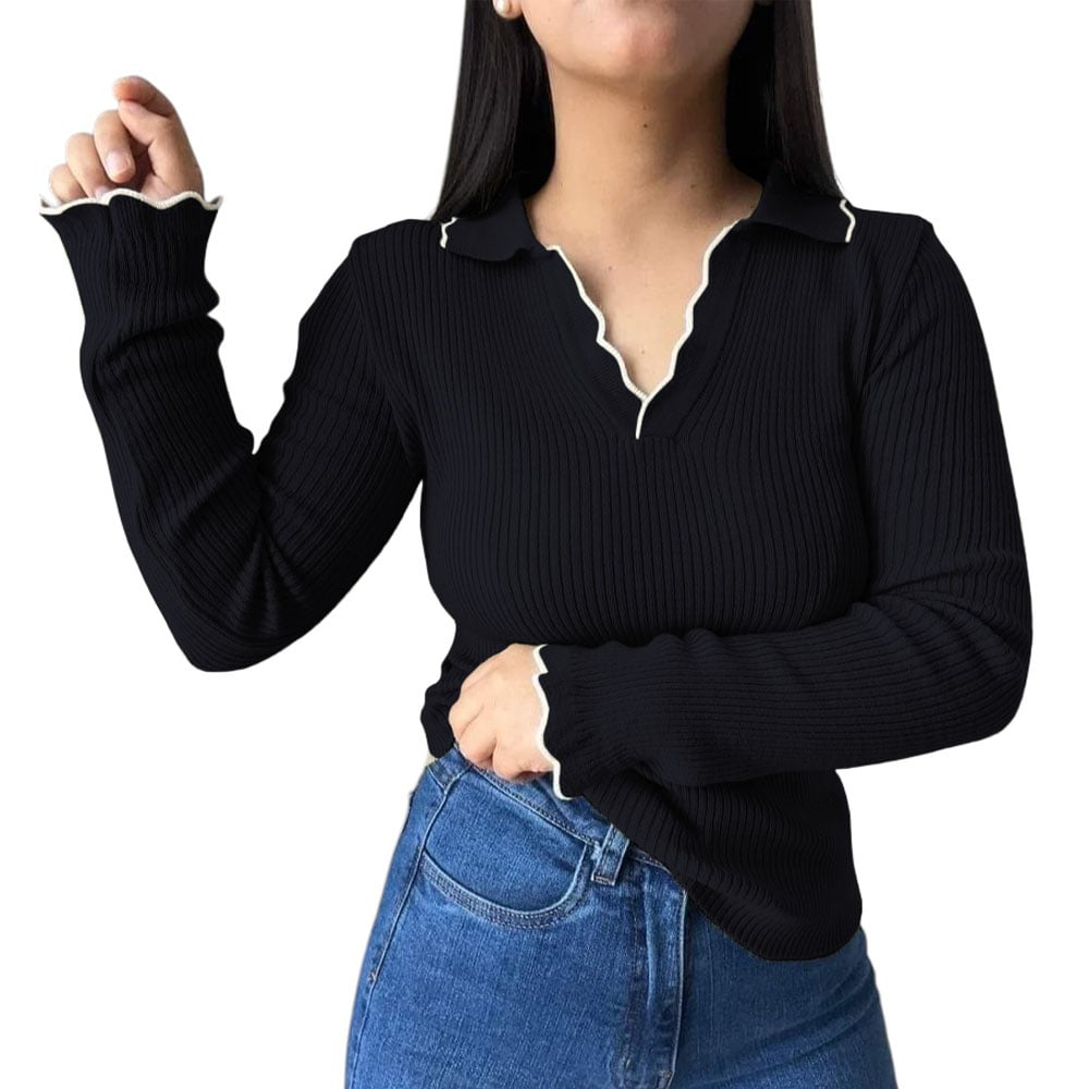 SUETER MUJER HILO MLARGA ONDULADO 359G-21 COLOR NEGRO - 1