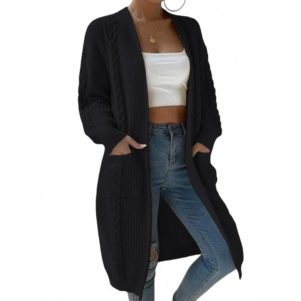 CHOMPA MUJER HILO INVIERNO ABIERTO 359G- 30 COLOR NEGRO - 1
